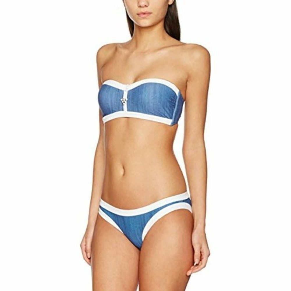 Seafolly‎ Bikini Top Blue Block Bandeau FREE